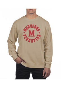 Mens Maryland Terrapins Tan Uscape Pigment Dyed Fleece Crew Sweatshirt