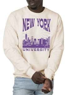 Uscape NYU Violets Mens White Premium Heavyweight Long Sleeve Crew Sweatshirt