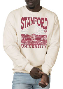 Uscape Stanford Cardinal Mens White Premium Heavyweight Long Sleeve Crew Sweatshirt