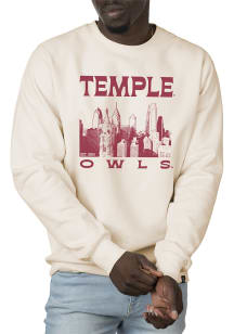 Uscape Temple Owls Mens White Premium Heavyweight Long Sleeve Crew Sweatshirt