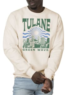 Uscape Tulane Green Wave Mens White Premium Heavyweight Long Sleeve Crew Sweatshirt