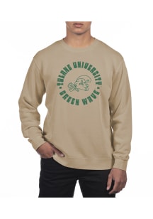 Uscape Tulane Green Wave Mens Tan Pigment Dyed Fleece Long Sleeve Crew Sweatshirt