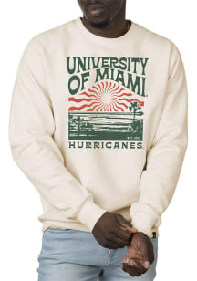 Uscape Miami Hurricanes Mens White Premium Heavyweight Long Sleeve Crew Sweatshirt
