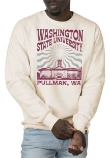 Uscape Washington State Cougars Mens White Premium Heavyweight Long Sleeve Crew Sweatshirt