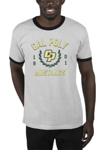 Uscape Cal Poly Mustangs Grey Renew Ringer Recycled Sustainable Short Sleeve T Shirt