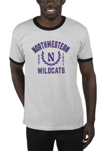 Uscape Northwestern Wildcats Grey Renew Ringer Recycled Sustainable Short Sleeve T Shirt