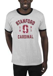 Uscape Stanford Cardinal Grey Renew Ringer Recycled Sustainable Short Sleeve T Shirt