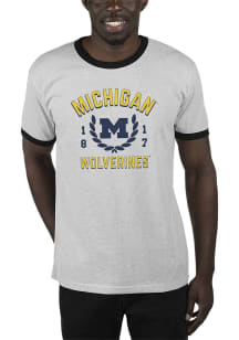 Uscape Michigan Wolverines Grey Renew Ringer Recycled Sustainable Short Sleeve T Shirt