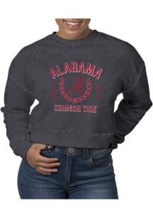 Uscape Alabama Crimson Tide Womens Black Pigment Dyed Crop Crew Sweatshirt