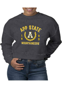 Uscape Appalachian State Mountaineers Womens Black Pigment Dyed Crop Crew Sweatshirt