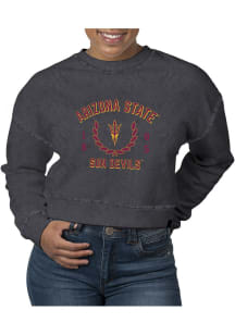 Uscape Arizona State Sun Devils Womens Black Pigment Dyed Crop Crew Sweatshirt