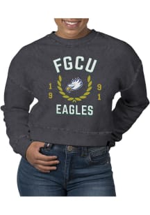 Uscape Florida Gulf Coast Eagles Womens Black Pigment Dyed Crop Crew Sweatshirt