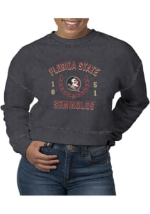 Uscape Florida State Seminoles Womens Black Pigment Dyed Crop Crew Sweatshirt