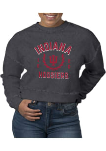 Uscape Indiana Hoosiers Womens Black Pigment Dyed Crop Crew Sweatshirt