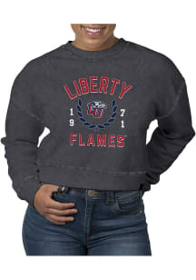 Uscape Liberty Flames Womens Black Pigment Dyed Crop Crew Sweatshirt