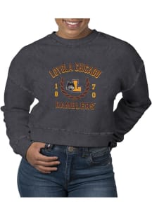 Uscape Loyola Ramblers Womens Black Pigment Dyed Crop Crew Sweatshirt
