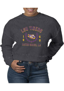Uscape LSU Tigers Womens Black Pigment Dyed Crop Crew Sweatshirt
