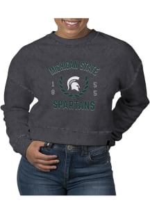 Uscape Michigan State Spartans Womens Black Pigment Dyed Crop Crew Sweatshirt