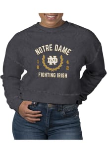 Uscape Notre Dame Fighting Irish Womens Black Pigment Dyed Crop Crew Sweatshirt