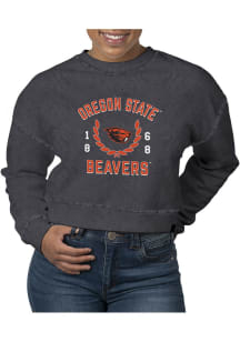 Uscape Oregon State Beavers Womens Black Pigment Dyed Crop Crew Sweatshirt