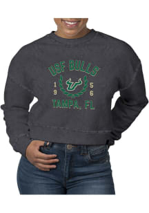 Uscape South Florida Bulls Womens Black Pigment Dyed Crop Crew Sweatshirt