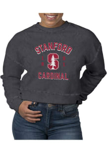 Uscape Stanford Cardinal Womens Black Pigment Dyed Crop Crew Sweatshirt