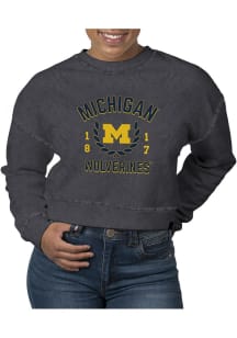 Uscape Michigan Wolverines Womens Black Pigment Dyed Crop Crew Sweatshirt