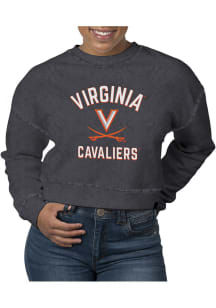 Uscape Virginia Cavaliers Womens Black Pigment Dyed Crop Crew Sweatshirt