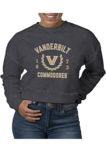 Uscape Vanderbilt Commodores Womens Black Pigment Dyed Crop Crew Sweatshirt