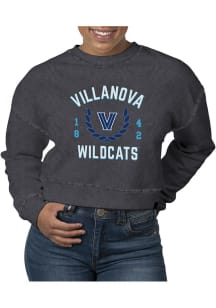 Uscape Villanova Wildcats Womens Black Pigment Dyed Crop Crew Sweatshirt