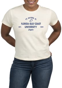 Uscape Florida Gulf Coast Eagles Womens White Vintage Short Sleeve T-Shirt