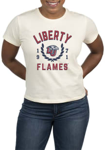 Uscape Liberty Flames Womens White Vintage Academy Short Sleeve T-Shirt