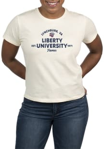 Uscape Liberty Flames Womens White Vintage Banner Short Sleeve T-Shirt