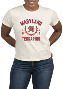 Uscape Maryland Terrapins Womens White Vintage Short Sleeve T-Shirt