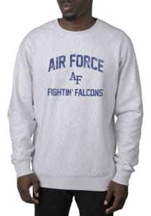 Uscape Air Force Falcons Mens Grey Premium Heavyweight Long Sleeve Crew Sweatshirt