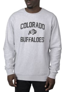 Uscape Colorado Buffaloes Mens Grey Premium Heavyweight Long Sleeve Crew Sweatshirt