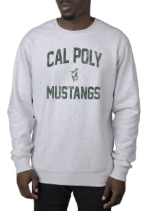 Uscape Cal Poly Mustangs Mens Grey Premium Heavyweight Long Sleeve Crew Sweatshirt
