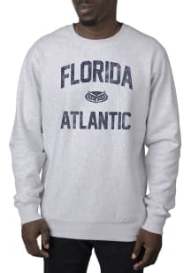 Uscape Florida Atlantic Owls Mens Grey Premium Heavyweight Long Sleeve Crew Sweatshirt