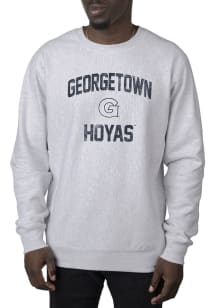 Uscape Georgetown Hoyas Mens Grey Premium Heavyweight Long Sleeve Crew Sweatshirt