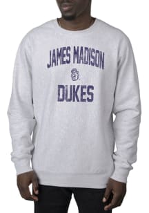 Uscape James Madison Dukes Mens Grey Premium Heavyweight Long Sleeve Crew Sweatshirt