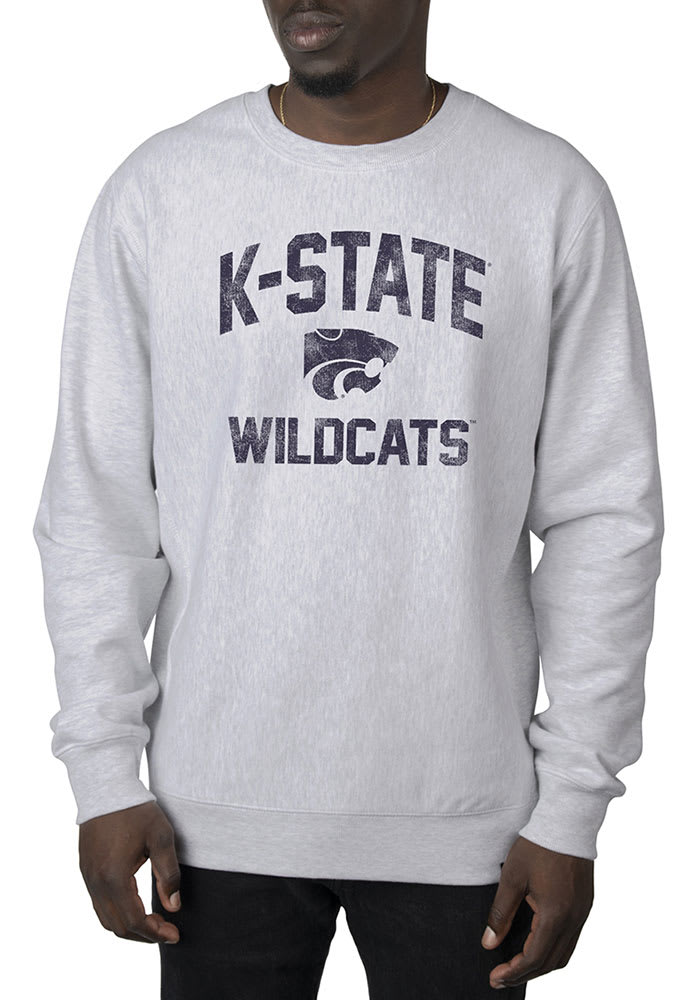 Uscape K-State Wildcats Mens Grey Premium Heavyweight Long Sleeve Crew Sweatshirt