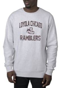 Uscape Loyola Ramblers Mens Grey Premium Heavyweight Long Sleeve Crew Sweatshirt