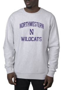 Uscape Northwestern Wildcats Mens Grey Premium Heavyweight Long Sleeve Crew Sweatshirt