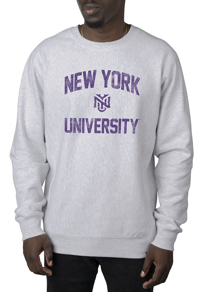 Uscape NYU Violets Mens GREY Premium Heavyweight Crew Sweatshirt