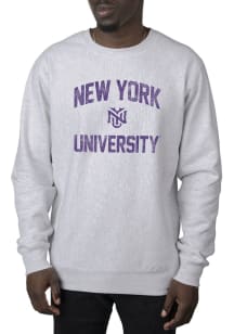 Uscape NYU Violets Mens Grey Premium Heavyweight Long Sleeve Crew Sweatshirt