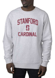 Uscape Stanford Cardinal Mens Grey Premium Heavyweight Long Sleeve Crew Sweatshirt