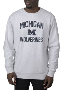 Uscape Michigan Wolverines Mens Grey Premium Heavyweight Long Sleeve Crew Sweatshirt