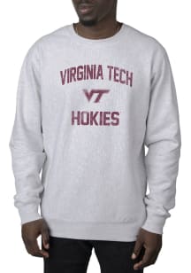 Uscape Virginia Tech Hokies Mens Grey Premium Heavyweight Long Sleeve Crew Sweatshirt