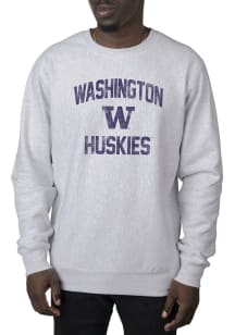 Uscape Washington Huskies Mens Grey Premium Heavyweight Long Sleeve Crew Sweatshirt