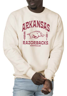 Uscape Arkansas Razorbacks Mens White Premium Heavyweight Long Sleeve Crew Sweatshirt